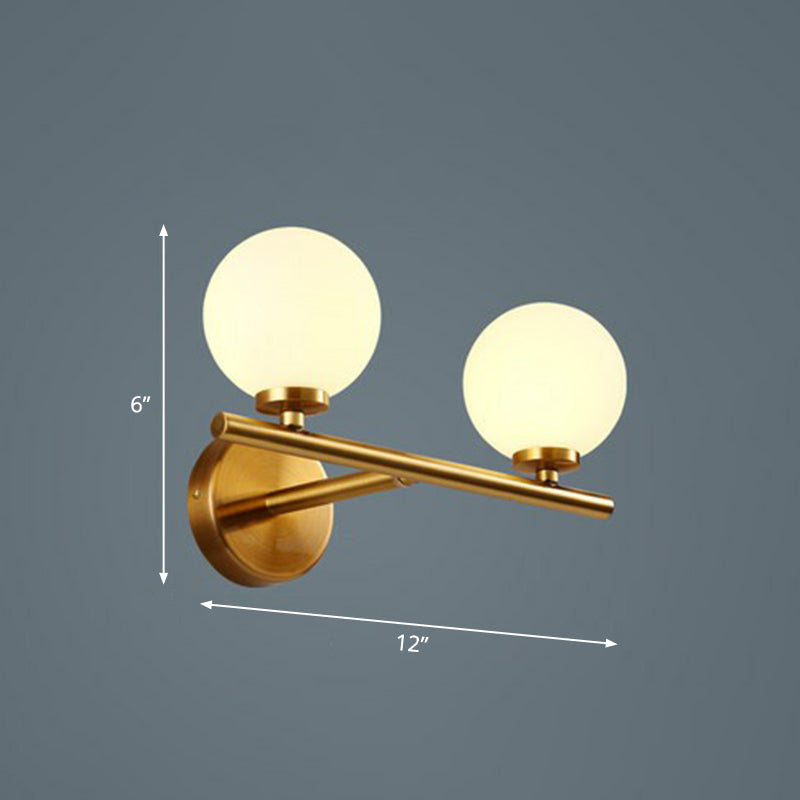 Opal Glass Ball Sconce - Brass Corridor Wall Mount Light Fixture