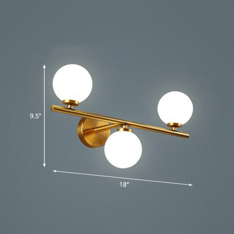 Opal Glass Ball Sconce - Brass Corridor Wall Mount Light Fixture