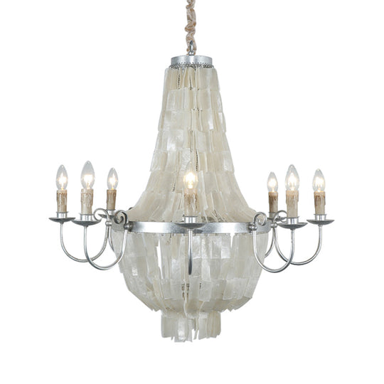 Traditional Shell Chandelier Light -- Chrome Empire Shape, 8 Lights for Dining Room Ceiling