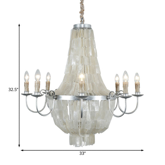Traditional Shell Chandelier Light -- Chrome Empire Shape, 8 Lights for Dining Room Ceiling