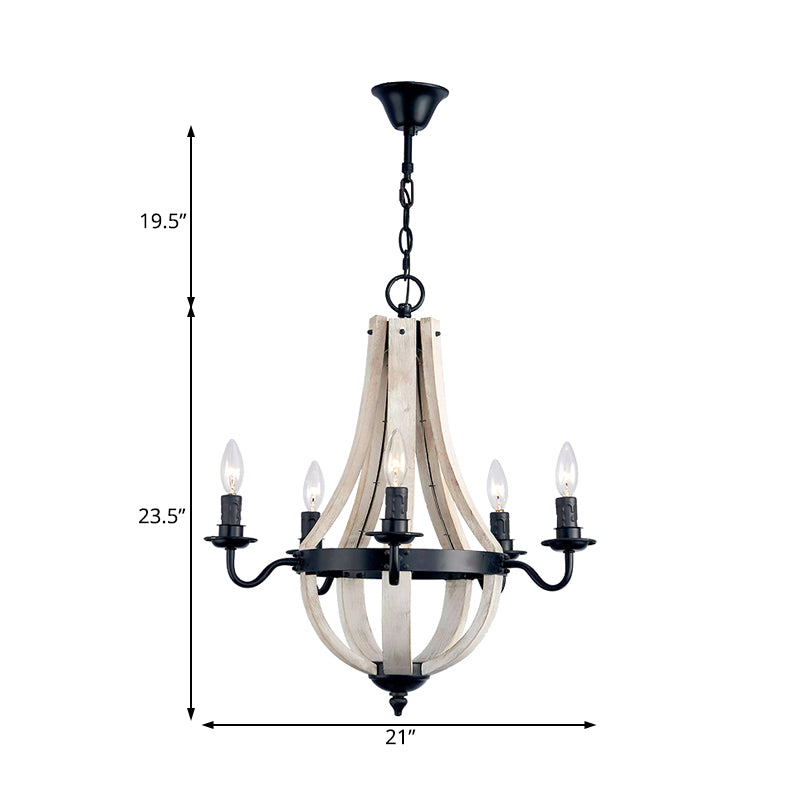 Traditional 5-Light Wood Empire Chandelier Lamp for Dining Room Ceiling