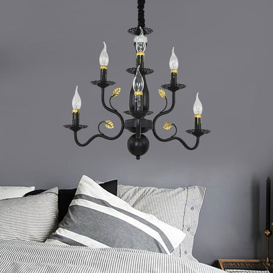 Rustic Black/Gold Metal Pendant Chandelier - 5/12/16 Lights - Elegant Dining Room Ceiling Fixture