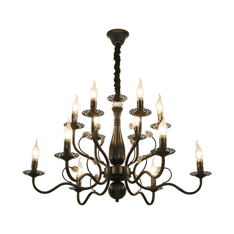 Rustic Black/Gold Metal Pendant Chandelier - 5/12/16 Lights - Elegant Dining Room Ceiling Fixture