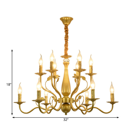 Rustic Black/Gold Metal Pendant Chandelier - 5/12/16 Lights - Elegant Dining Room Ceiling Fixture