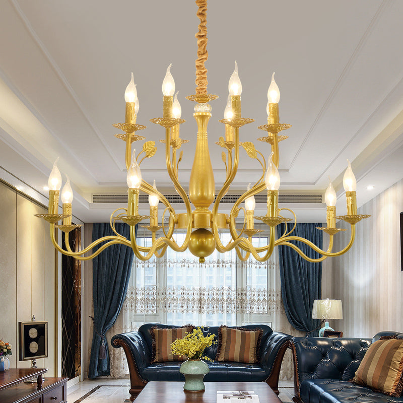 Rustic Black/Gold Metal Pendant Chandelier - 5/12/16 Lights - Elegant Dining Room Ceiling Fixture