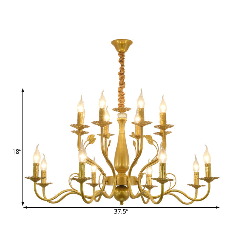 Rustic Black/Gold Metal Pendant Chandelier - 5/12/16 Lights - Elegant Dining Room Ceiling Fixture