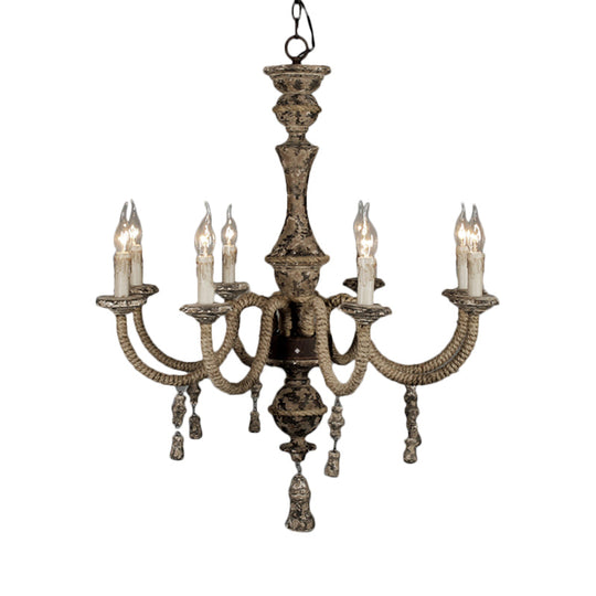 Metal Chandelier Light - Country Style Pendant Lighting with 8 Lights - Perfect for Dining Rooms - Brown Color