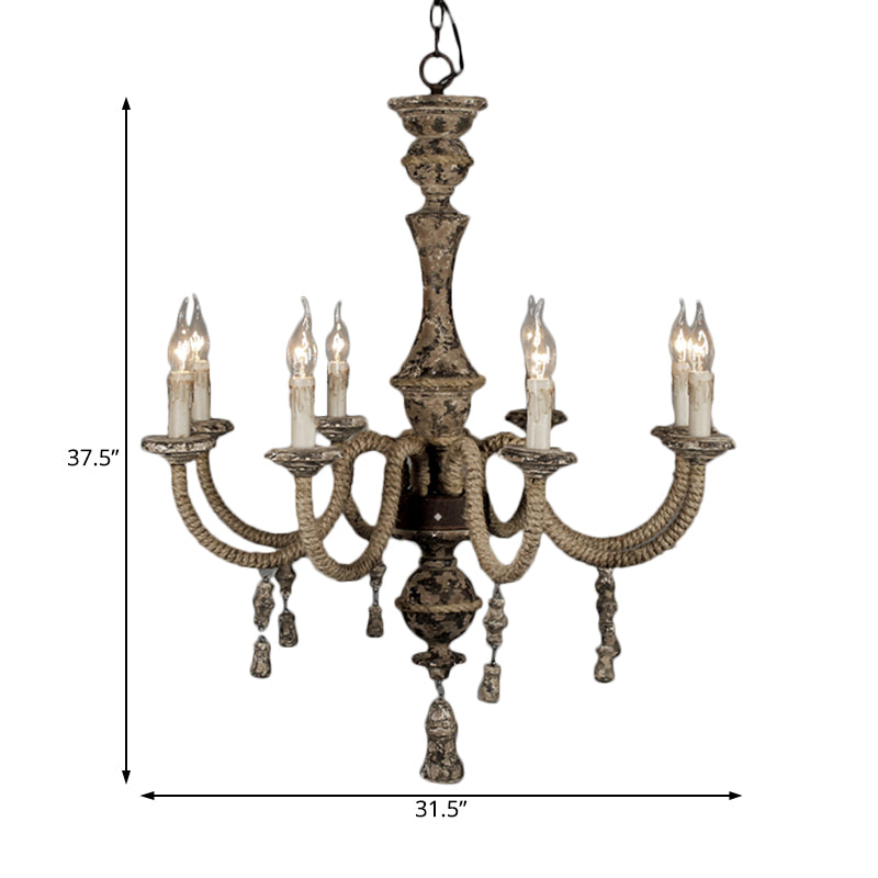 Metal Chandelier Light - Country Style Pendant Lighting with 8 Lights - Perfect for Dining Rooms - Brown Color