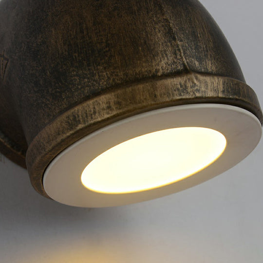 Bronze Pipe Corner LED Wall Light with Glass Diffuser - Industrial Metal Garage Sconce