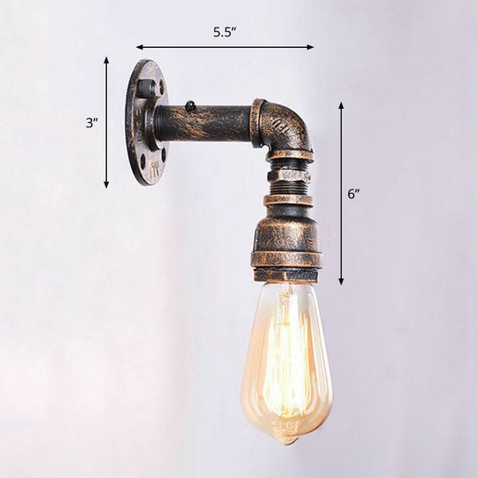 Industrial Bronze Metal Wall Sconce - Right Angle, Bedroom Wall Mount Lamp with 1 Head