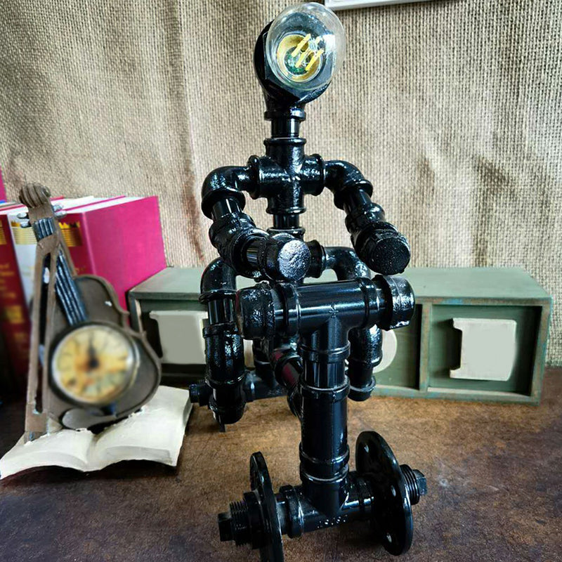 Industrial Metal Water Pipe Nightstand Lamp - Stylish Dorm Room Decoration Light