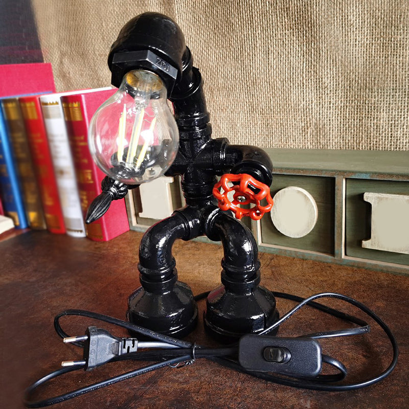 Industrial Metal Water Pipe Nightstand Lamp - Stylish Dorm Room Decoration Light