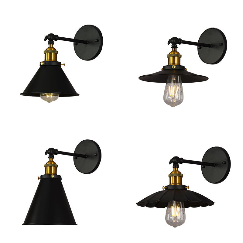 Rustic Black & Brass Wall Mount Sconce Lamp with Swivel – Single Shade