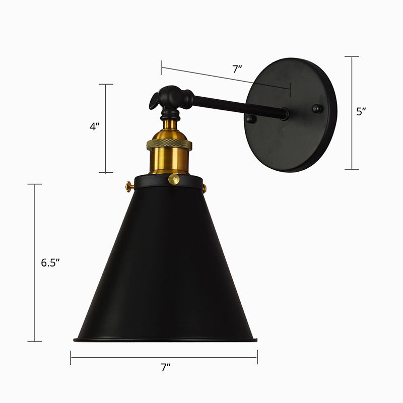 Rustic Black & Brass Wall Mount Sconce Lamp with Swivel – Single Shade