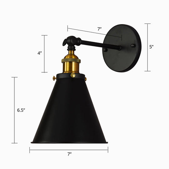 Rustic Black & Brass Wall Mount Sconce Lamp with Swivel – Single Shade