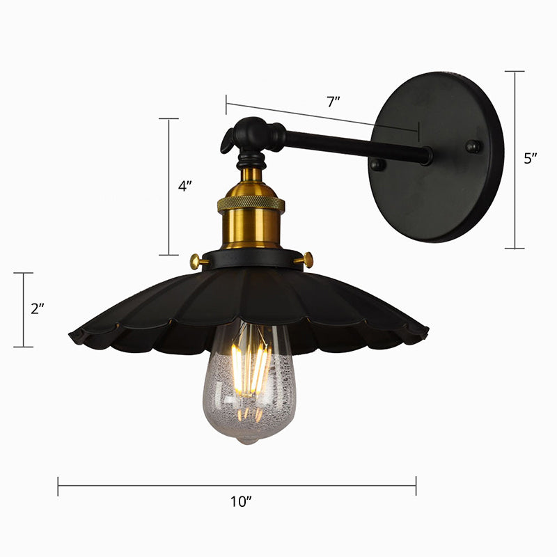 Rustic Black & Brass Wall Mount Sconce Lamp with Swivel – Single Shade