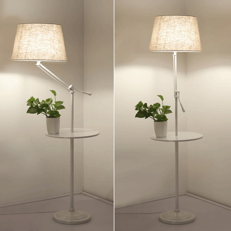 Nordic Tapered Drum Floor Lamp: Stylish Single-Bulb Standing Light with Tray
