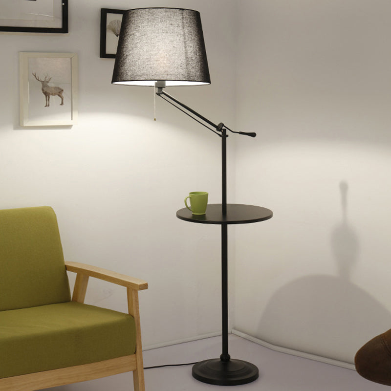 Nordic Tapered Drum Floor Lamp: Stylish Single-Bulb Standing Light with Tray