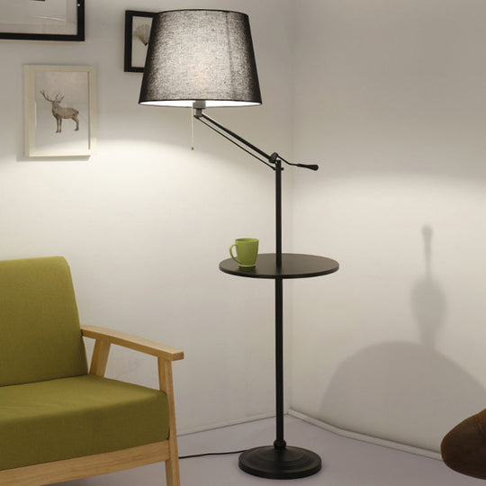 Nordic Tapered Drum Floor Lamp: Stylish Single-Bulb Standing Light with Tray