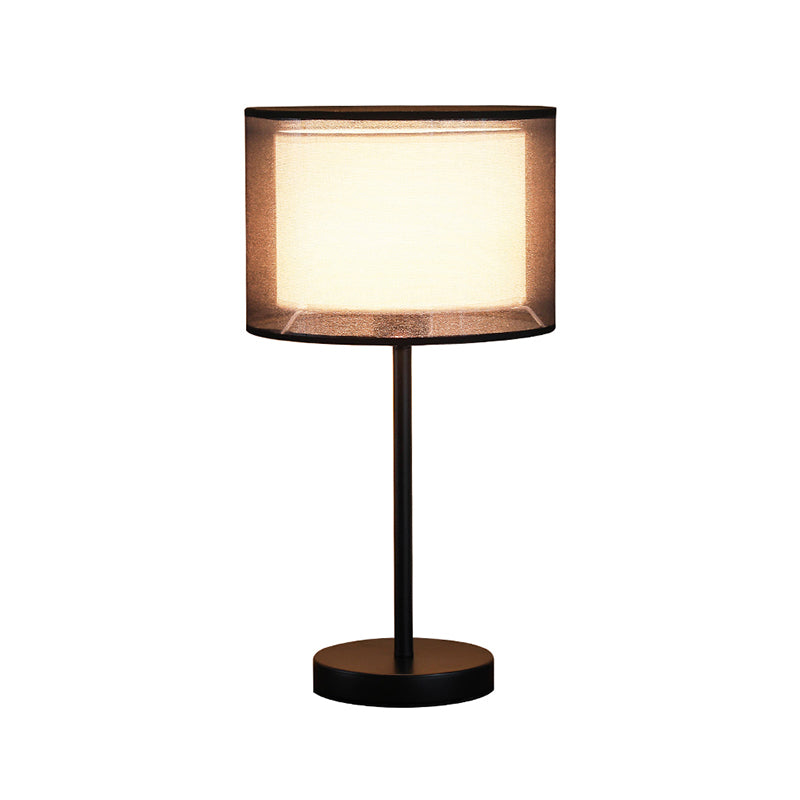 Minimalist Single-Bulb Table Lamp with Drum Shade – Stylish Fabric Lighting for Living Room Nightstand