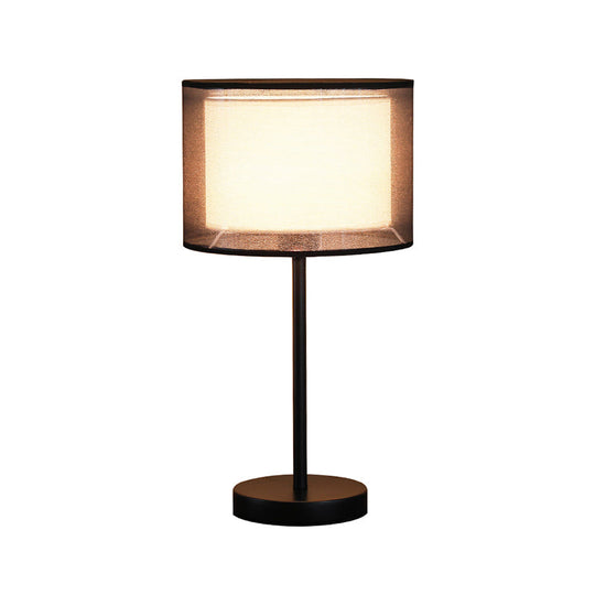 Minimalist Single-Bulb Table Lamp with Drum Shade – Stylish Fabric Lighting for Living Room Nightstand