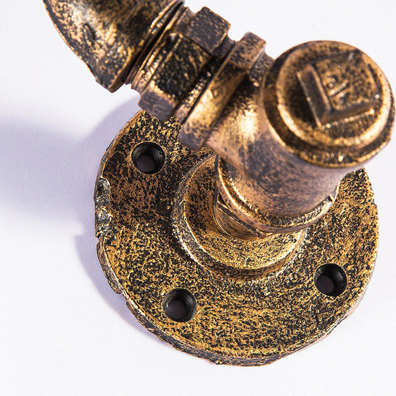 Steampunk Iron Pipe Man Wall Mount Light with Flared Bronze Shade - Bedroom Wall Lamp (1 Head)