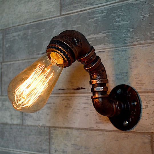 Industrial Rustic Pipe Wall Light with 1 Bulb - Garage Sconce Fixture