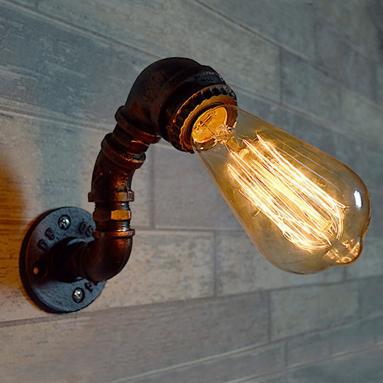 Industrial Rustic Pipe Wall Light with 1 Bulb - Garage Sconce Fixture