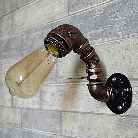 Industrial Rustic Pipe Wall Light with 1 Bulb - Garage Sconce Fixture
