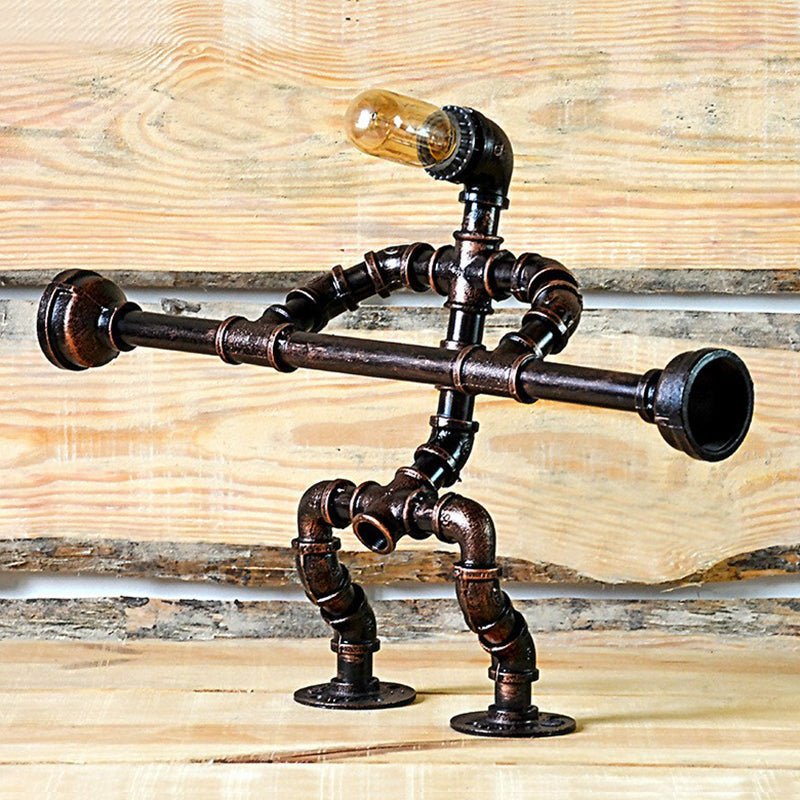 Industrial Metal Athlete Table Light - 1 Head Night Lamp for Boys' Bedside in Black