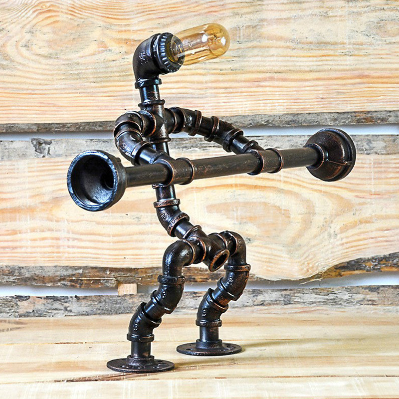 Industrial Metal Athlete Table Light - 1 Head Night Lamp for Boys' Bedside in Black