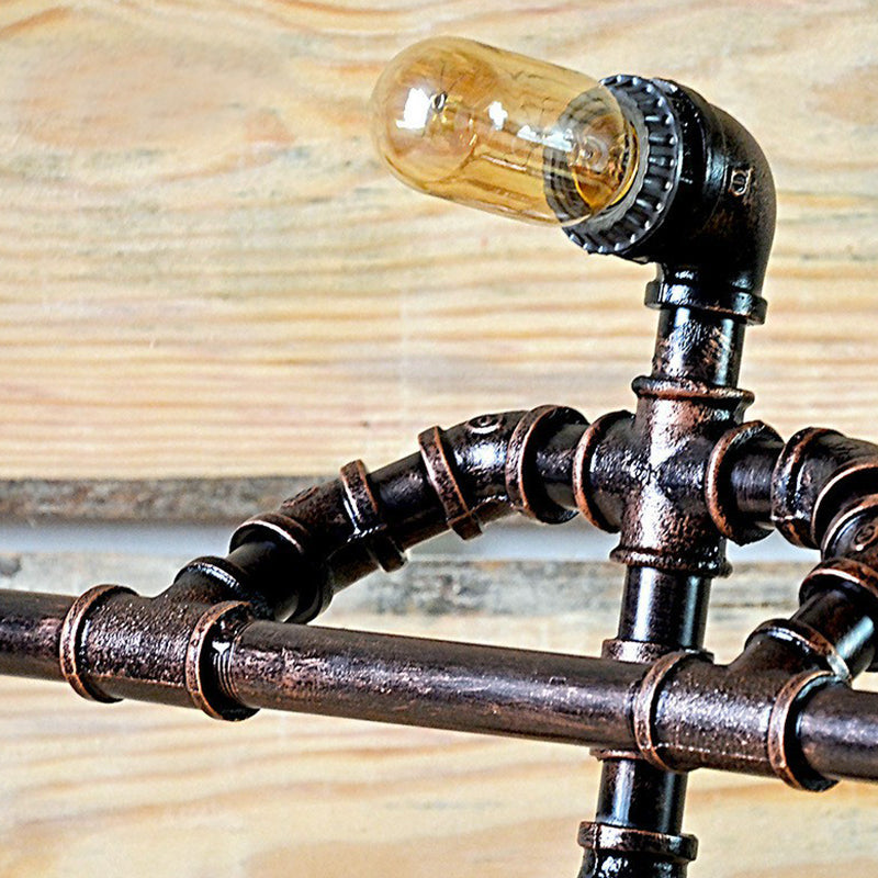 Industrial Metal Athlete Table Light - 1 Head Night Lamp for Boys' Bedside in Black