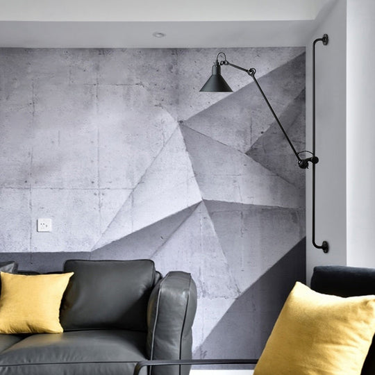 Adjustable Arm Loft Style Metal Wall Mount Reading Light with Shaded Head