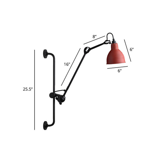 Adjustable Arm Loft Style Metal Wall Mount Reading Light with Shaded Head