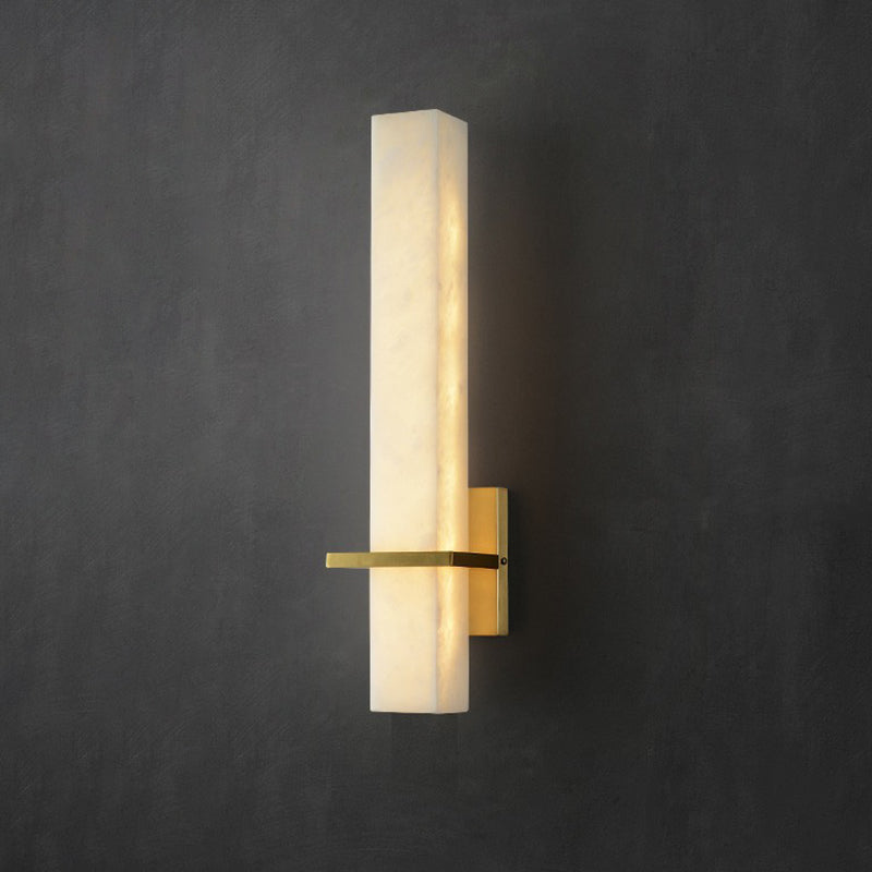 Minimalistic Marble Wall Sconce - White LED Light for Aisle, Wall Mounted