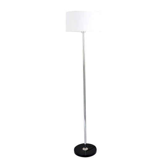 Contemporary Fabric Single-Bulb Floor Lamp with Drum Shade for Living Room Lighting