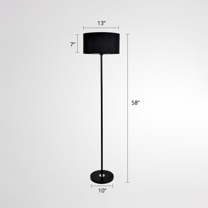 Contemporary Fabric Single-Bulb Floor Lamp with Drum Shade for Living Room Lighting