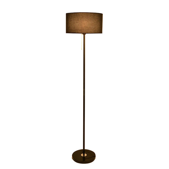 Contemporary Fabric Single-Bulb Floor Lamp with Drum Shade for Living Room Lighting