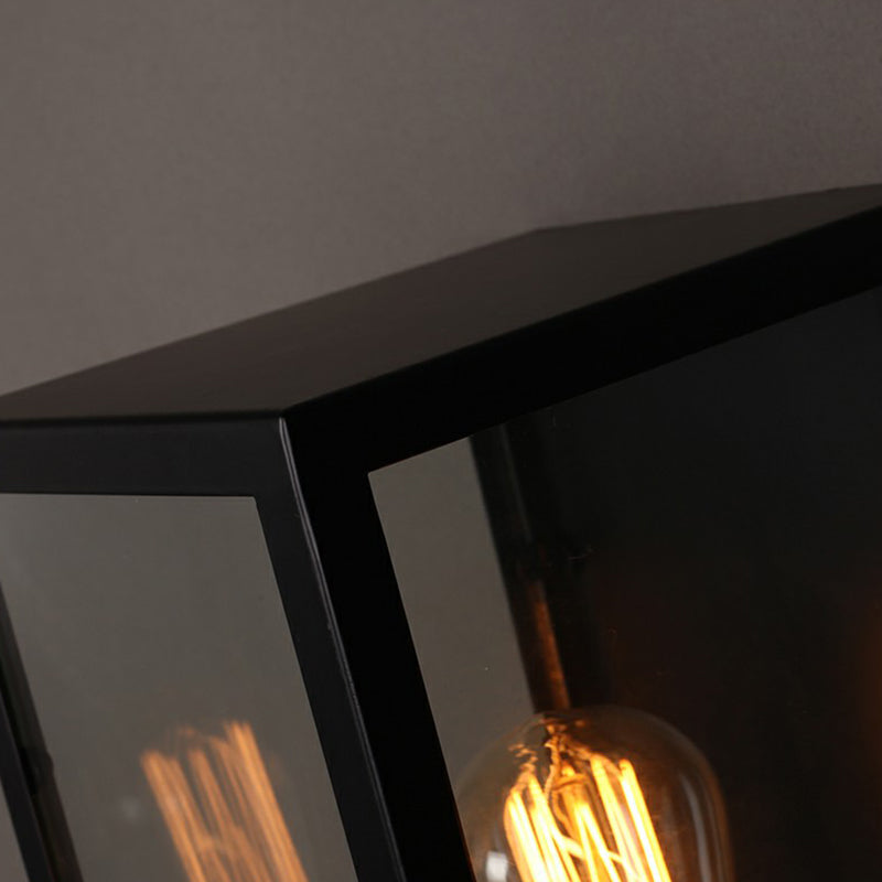 Black Glass Rectangular Box Wall Lamp - Simplicity 1 Head Corridor Light Fixture