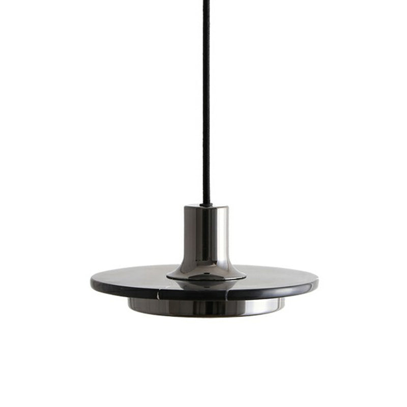 Marble LED Pendant Light for Restaurants with Modern Pot-Lid Design and 1 Bulb