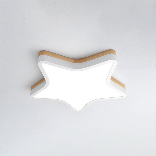 Kids Star LED Ceiling Lamp in Yellow-White - Acrylic Flush Mount Fixture for Bedrooms