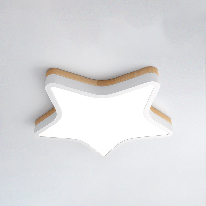 Kids Star LED Ceiling Lamp in Yellow-White - Acrylic Flush Mount Fixture for Bedrooms