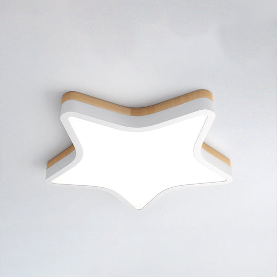 Kids Star LED Ceiling Lamp in Yellow-White - Acrylic Flush Mount Fixture for Bedrooms