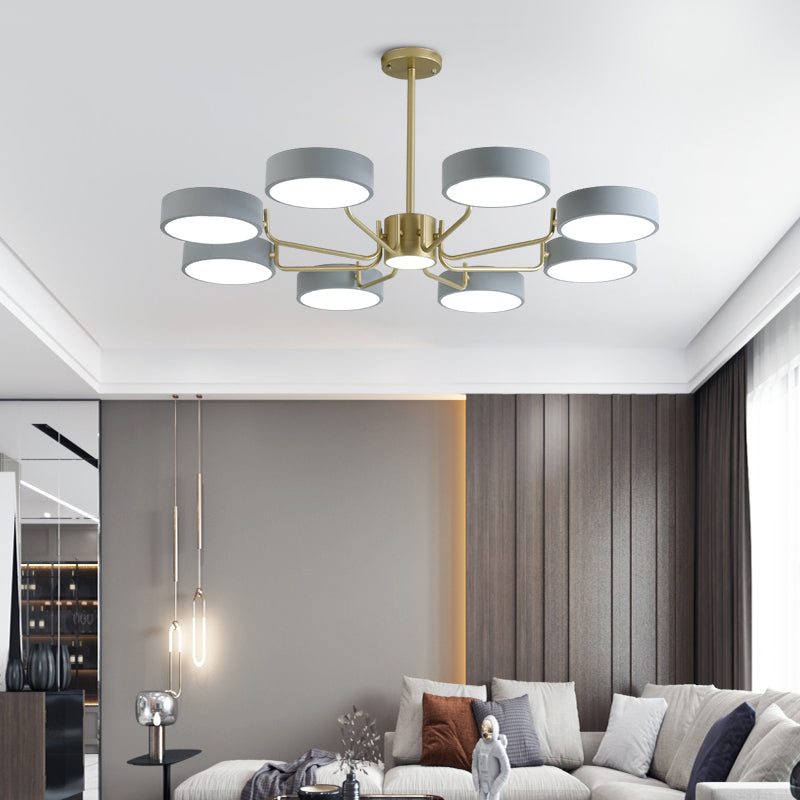 Modern Round LED Chandelier - Minimalistic Acrylic Living Room Hanging Lamp