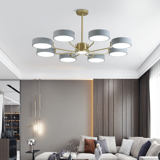 Modern Round LED Chandelier - Minimalistic Acrylic Living Room Hanging Lamp
