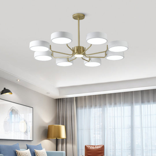 Modern Round LED Chandelier - Minimalistic Acrylic Living Room Hanging Lamp