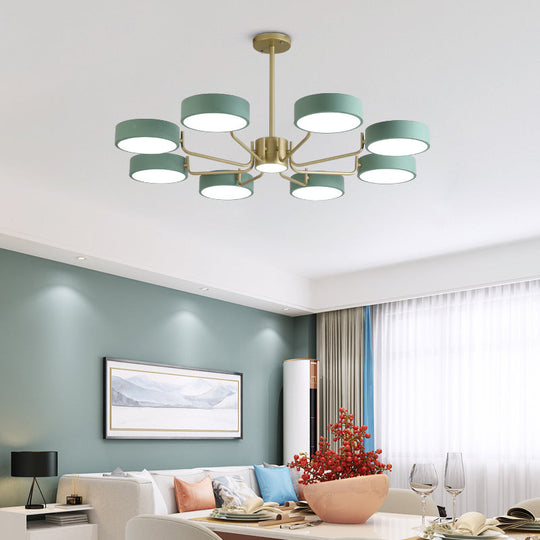 Modern Round LED Chandelier - Minimalistic Acrylic Living Room Hanging Lamp