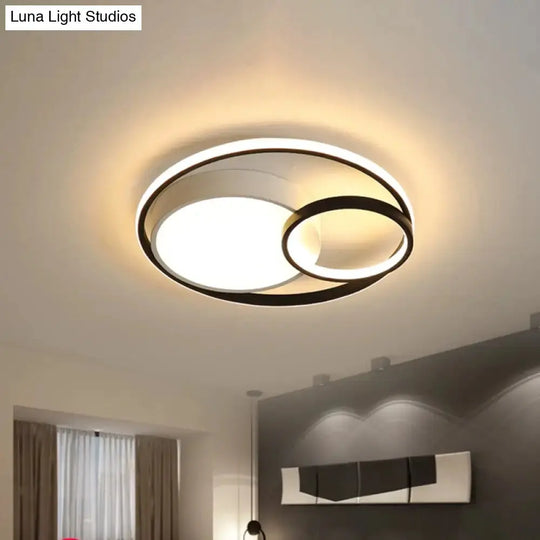 Minimal LED Flush Light - Black/White Circular Ceiling Lighting with Acrylic Shade - 16"/19"/23.5" Dia