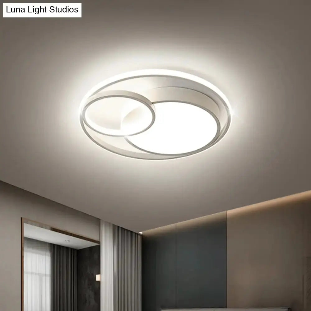 Minimal LED Flush Light - Black/White Circular Ceiling Lighting with Acrylic Shade - 16"/19"/23.5" Dia
