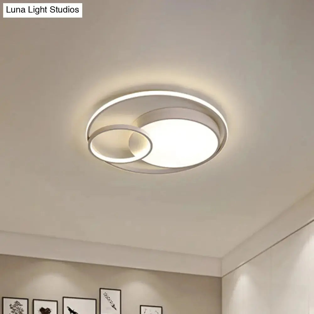 Minimal LED Flush Light - Black/White Circular Ceiling Lighting with Acrylic Shade - 16"/19"/23.5" Dia